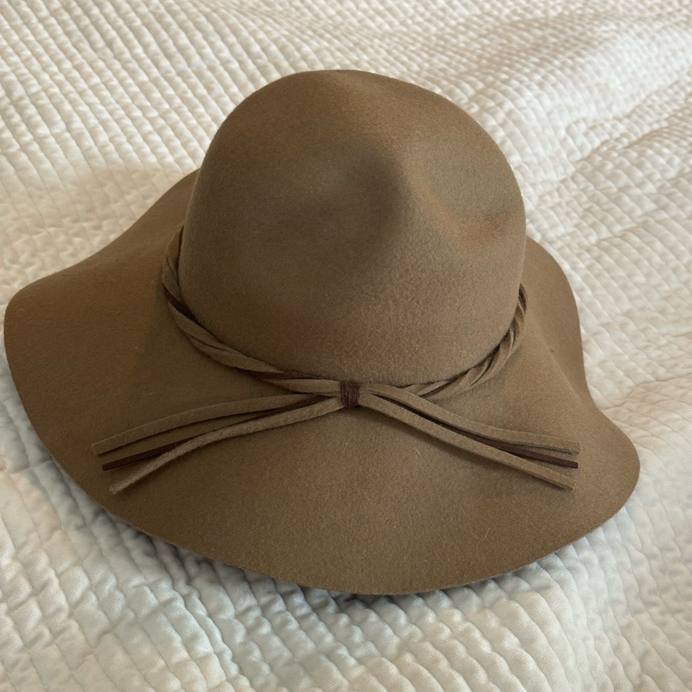 Anna & Ava Brown Wool Floppy Hat with Ribbon Detail